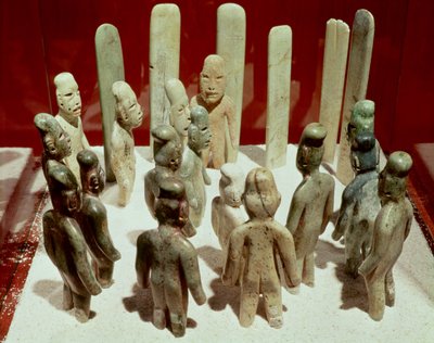 Offering of Sixteen Male Figures, from La Venta, Tabasco, Pre-Classic Period by Olmec